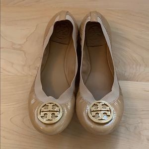 Tory Burch Patent Leather Ballet Flats - Tan 6.5
